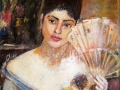 Woman With A Fan Print by Esraghi